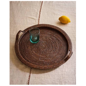 Plateau de rangement rond en rotin tressé, style bohème, pour table, organisateur multifonctionnel à prix bas - Product Image 5