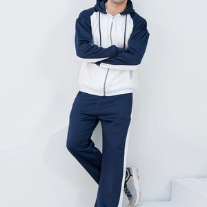 Survêtement à capuche décontracté pour homme, bleu marine et blanc, avec poches latérales, respirant, pour l'automne 2026 - Product Image 4