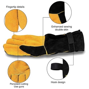 Gants de soudage en cuir de vachette renforcé, résistants, pour la sécurité au travail, la protection des mains, la lutte contre les incendies, les barbecues - Product Image 3
