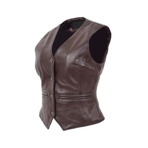 Chaleco de Cuero para Mujer, Elegante, Ajustado, de Cuero Genuino, Sin Mangas, Prenda Exterior Informal, Chaleco de Cuero de Moda para Mujer - Product Image 4