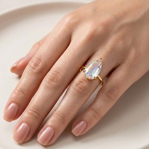Bague de fiançailles en or massif 10K 14K 18K avec diamant de laboratoire taille Portrait de l'Impératrice, couleur DEF, clarté VVS-VVS, certifiée IGI, sertie à griffes - Product Image 4