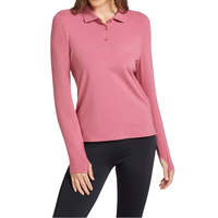Camiseta Polo de Manga Larga para Niñas, Talla Grande, Cuello Redondo, Informal, Tejida, Poliéster/Algodón, 180g, UPF 50+, Transpirable, Secado Rápido, Anti-Pilling