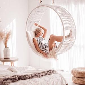 <b>Swing</b> moon chair for indoor bedroom living room round rattan hanging chairs manufacturer supply - Product Image 6