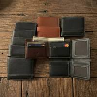 Dompet Lipat Dua Minimalis Pria Kulit Asli Tempat Kartu Pendek Saku Koin Pemblokir RFID Anti Maling Hadiah Harian