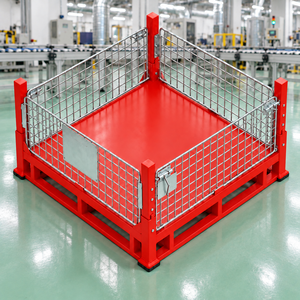 Contenedor de Malla Apilable de Acero Rojo Tipo Euro Pallet Cage con Entrada de 4 Vías para Uso Industrial, Carga Dinámica de 2.0T - Product Image 5