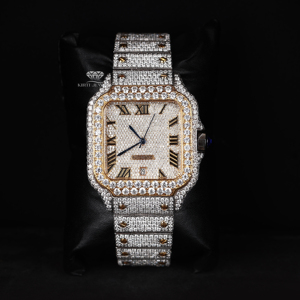 นาฬิกาข้อมือเพชรโมอิสซาไนต์แบบเต็มหน้าปัดสองสี ดีไซน์โรมัน ระบบออโตเมติก สุดหรู สไตล์ฮิปฮอป สำหรับผู้ชาย - Product Image 1