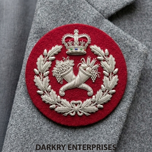 Handmade <b>Silver</b> Bullion Wire Steward Badge Masonic Regalia Cornucopia Red Velvet Blazer Patch Custom Embroidered Lodge <b>Crest</b> - Product Image 1