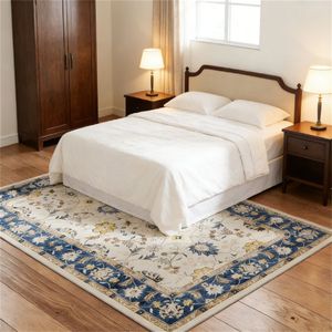 Alfombra Azul Estampada para Sala de Estar, Dormitorio, Comedor, Alfombras y Conjuntos para Diferentes Áreas - Product Image 1