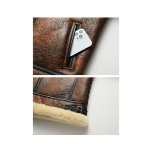 Chaqueta de Cuero con Peluche de Alta Calidad para Hombre, Diseño Frontal Personalizado, Cómoda para el Invierno, Técnica de Teñido Liso, Estilo Urbano, Tallas Grandes - Product Image 5