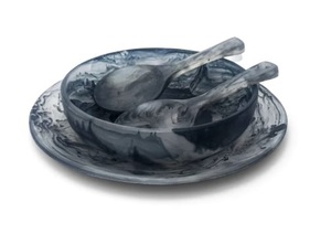 Plato Redondo de Resina Roja con Juego de Tenedor y Cuchara, Juego de Vajilla para Servir la Cena en Casa y en Hoteles, Utensilios de Cocina para Servir Arroz y Ensaladas - Product Image 2