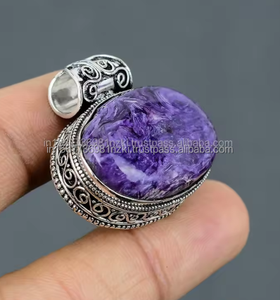 Colgante de declaración de charoita de grado superior más vendido, colgantes y dijes finos de plata de ley hechos a mano, regalo perfecto para ella - Product Image 5