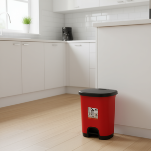 Poubelle à couvercle rabattable CUBO PEDAL 18L avec bac rouge et couvercle noir - Product Image 2