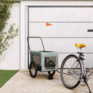 Gris y negro Oxford tela Pet Bike Trailer Iron Carriers para mascotas - Product Image 1