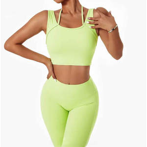 <b>Women</b> Seamless 2 Piece Yoga Set Square Neck Crop Top High Waist <b>Leggings</b> Solid - Product Image 4