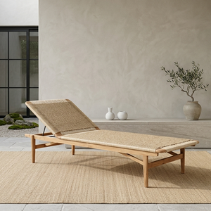 Premium Lila Lounger Solid Teak Wood Frame Artisan Woven Foldable Water Resistant Outdoor <b>Sunbed</b> Minimalist Design Luxury Resort - Product Image 5