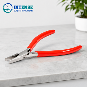 Pince plate professionnelle en acier inoxydable pour la fabrication de bijoux, la perlage, la pliage de fil, outil artisanal, poignée rouge - Product Image 4