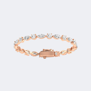 9.24CTW 18K <b>Gold</b> Lab Grown Marquise & Round Prong-<b>Set</b> Diamond Vintage Tennis Bracelet for Certified - Product Image 3