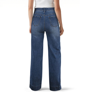 Pantalones Vaqueros Casuales de Pierna Recta y Corte Regular para Mujer, 100% Algodón, Cintura Media, Colores Personalizados, Diseño Nuevo con Lazos - Product Image 4
