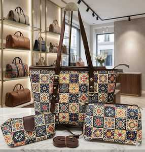 <b>Patchwork</b> Pattern Tote <b>Bag</b> Set Printed Handbag Shoulder <b>Bag</b> Travel Carryall Custom Women Wallets - Product Image 3