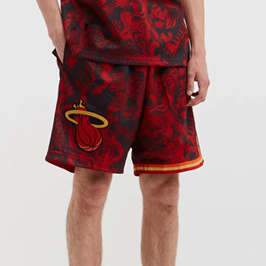 Pantalones Cortos de Baloncesto Rojos de Color Sólido para Hombre de los Miami Heat, Cintura Media, Cordón Ajustable, Secado Rápido, Transpirables, Estilo Deportivo, Impresión Digital - Product Image 3