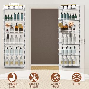 Organizzatore da Dispensa a 6 Livelli in Acciaio al Carbonio da Appendere alla Porta, Facile da Installare, Portata 50 kg - Product Image 4