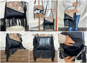 Sac à franges en cuir de vachette, best-seller, qualité supérieure, cuir travaillé, style bohème, motif floral, sacs messagers pour femmes - Product Image 3