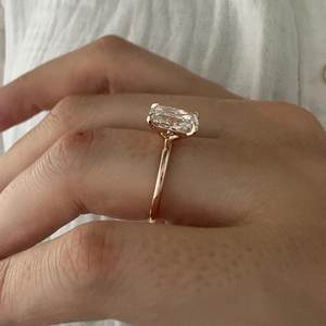 2.5 Carat Elongated Cushion Lab Grown Diamond Solitaire <b>Ring</b> in 14k Rose Gold , <b>Thin</b> Engagement <b>Ring</b>, IGI Certified - Product Image 5