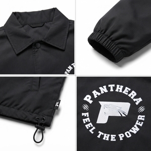 <b>Men's</b> <b>Black</b> Cotton Ripstop Coach Jacket-Snap Front Skate Outerwear with Tackle Twill <b>Badge</b> Custom OEM - Product Image 4