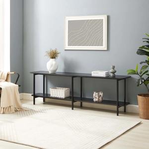 Mesa de Sofá Extra Larga con Acabado Negro Mate, Soporte de Exhibición Contemporáneo para Sala de Estar con 6 Patas - Product Image 2