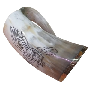 Taza de Cuerno de Búfalo Clásica Hecha a Mano, Diseño Vikingo, Grabada a Mano, Duradera y Ecológica, para Cerveza/Vino, de Gifty Craft - Product Image 5