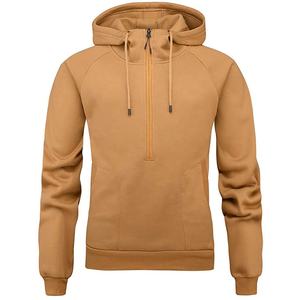 Sudadera corta lisa con cremallera para hombre, Sudadera ligera de manga larga con bolsillo de canguro, sudadera gráfica informal básica ajustada - Product Image 1