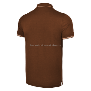 Premium Brown Men's Short Sleeve Casual Polo High Performance Golf Polo Shirt Solid Casual Contrast Trim Collar Button Up <b>Tops</b> - Product Image 2