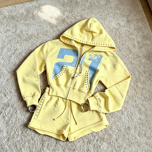 2026 New Arrivals Y2K 2 Piece <b>Set</b> Women Clothing Summer Streetwear Clothes for Women Crop <b>Top</b> Hoodies With <b>Short</b> Sweat Suit <b>Set</b> - Product Image 6