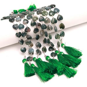 Cuentas de Ágata Musgosa Natural Talladas en Forma de Corazón 12MM 13MM Perforadas Rectas, Cuentas de Piedras Preciosas Talladas para Joyería, Hilo de 8 Pulgadas, Venta al por Mayor a Granel - Product Image 1