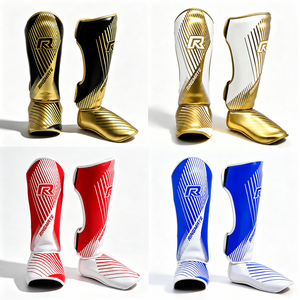 Espinilleras RINGMATE Doradas y Blancas de PU, Protectoras para Kickboxing, Muay Thai, MMA, Equipo de Entrenamiento - Product Image 6