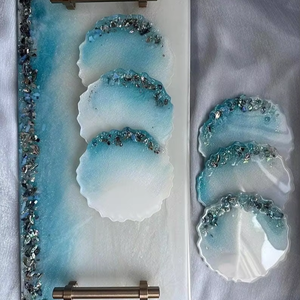 Resin Coaster Handcrafted Luxury <b>Square</b> Durable with Natural Swirling Patterns for Home Use - Product Image 1