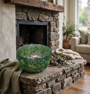 Green Oval Eco-Friendly Handmade Glass Bowl Candle Holder <b>Wall</b>-<b>mounted</b> High Quality Christmas <b>Fireplace</b> Serving Home Decor - Product Image 1
