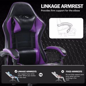 Ergonomic PU Leather <b>Gaming</b> <b>Chair</b> with Footrest Reclining Gamer Office <b>Chair</b> with Lumbar Support <b>for</b> <b>Adults</b> - Product Image 5