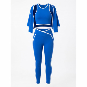 Wholesale Fitness Clothes for Gym Wear Women Sets 3 Pieces Yoga <b>Jackets</b> <b>Workout</b> Leggings Sports Bras Top Sportswear Set - Product Image 1