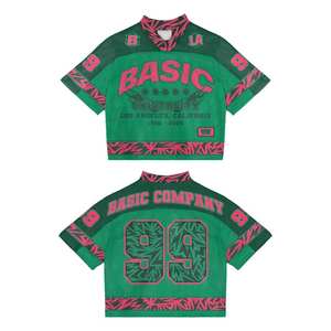 เสื้อครอปท็อปตาข่ายแบบสั่งทำพิเศษ เนื้อผ้าเจอร์ซีย์ ระบายอากาศได้ดี เสื้อยืดกีฬา พิมพ์ลายแบบซับลิเมชั่น คอวี ไม่มีสายรัด ยูนิเซ็กซ์ สำหรับกีฬาอเมริกันฟุตบอล - Product Image 2