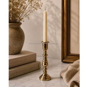Support de bougie décoratif en laiton antique, prix usine indien, grand modèle pour table, vente en gros B2B, fournisseur en vrac - Product Image 4