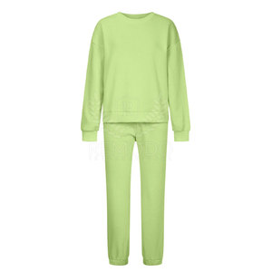 Nouvel Arrivage – Ensemble de Survêtement Deux Pièces en Coton pour Femme, Col Rond, Manches Longues, Couleur Unie, Coupe Décontractée, Hiver, Dentelle - Product Image 1