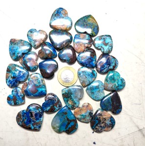 Pierre précieuse Shattuckite en forme de cœur de haute qualité, Azurite Shattuckite de qualité supérieure, pierre brute polie pour bijoux, lot de cristaux en gros - Product Image 3