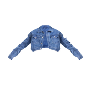 Chaqueta vaquera de estilo occidental para mujer, chaqueta bomber de fábrica de mezclilla de gran tamaño recortada con dobladillo de lavado medio Vintage, chaquetas para mujer de Bangladesh - Product Image 1