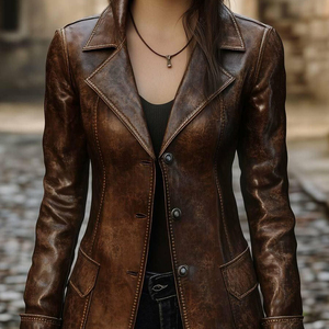 Veste en cuir pour femme, texture douce et chaude, adaptée aux besoins de la mode moderne - Product Image 4