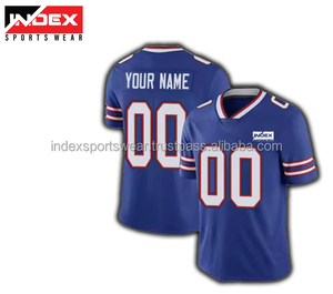 Maillot de football américain personnalisé, col en V, manches courtes, maille bleu foncé et vert, sublimé, anti-humidité, nom et numéro de l'équipe pour hommes - Product Image 4