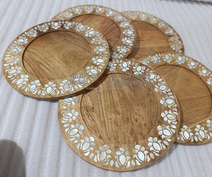 RFCrafts Plateau de service moderne en bois d'acacia avec nacre pour décorations de mariage et cadeaux de l'Aïd - Product Image 4