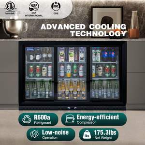 Refrigerador Comercial ORIKOOL de 53 Pulgadas para Bebidas, Enfriador de Barra Trasera con 3 Puertas de Vidrio para 480 Latas de Vino y Cerveza, Capacidad de 11.3 Pies Cúbicos - Product Image 3