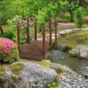 Puente de Jardín de Madera de Abeto Carbonizado de 7.5 Pies con Barandillas Laterales para Patios, Jardines y Arroyos - Ideal para Paisajismo y Terrazas - Product Image 2