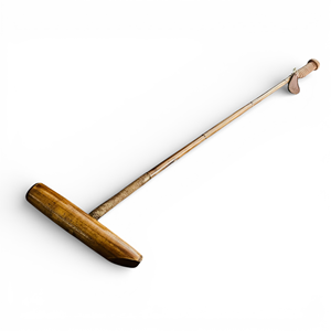 AB - Mazo de polo antiguo de los años 1900 - Restaurado, encerado y envejecido - Mango de cuero - Acabado marrón antiguo en la cabeza y el eje - Palo de 48 pulgadas - Product Image 1